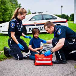 paramedic with little boy