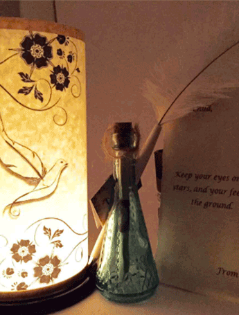 Dove lamp note and pen
