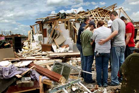 tornado destroys home