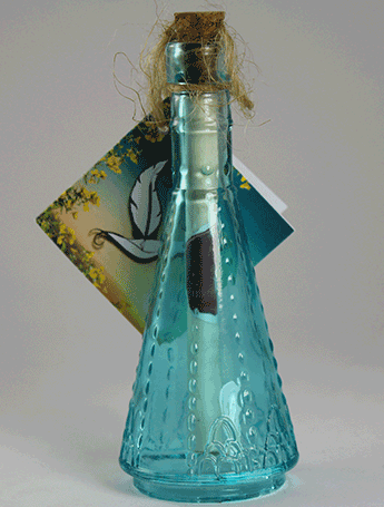Blue message in a bottle