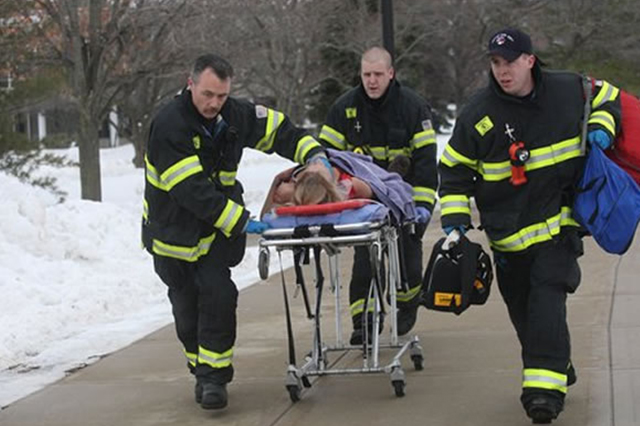 EMT with stretcher