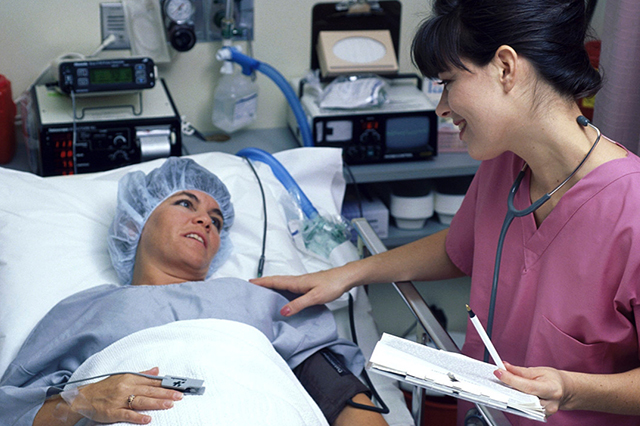 Nurse cares for patient