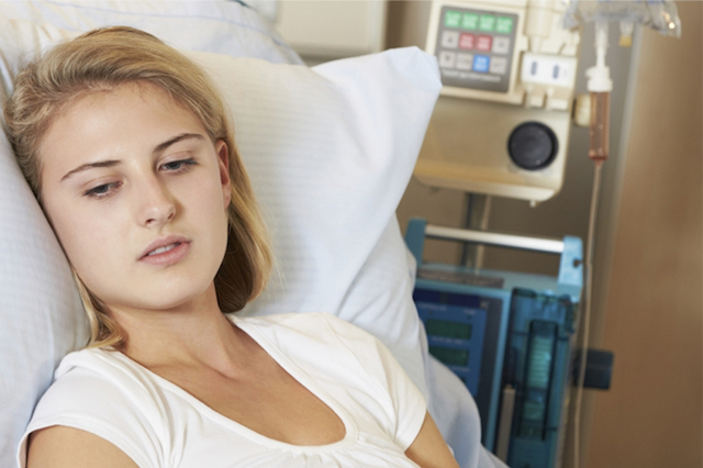 Teenage girl in the hospital